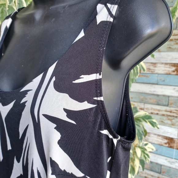 🌞 Amanda Lane Black Tropical Maxi Dress Sz Med - Picture 4 of 6